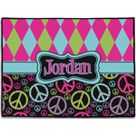 Harlequin & Peace Signs Door Mat - 24"x18" (Personalized)