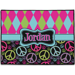 Harlequin & Peace Signs Door Mat (Personalized)