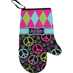Harlequin & Peace Signs Oven Mitt (Personalized)