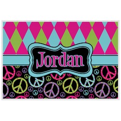 Harlequin & Peace Signs Laminated Placemat w/ Name or Text