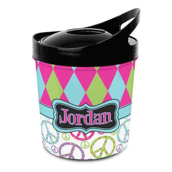 Custom Harlequin & Peace Signs Plastic Ice Bucket (Personalized)