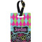 Harlequin & Peace Signs Plastic Luggage Tag - Rectangular w/ Name or Text