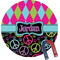 Harlequin & Peace Signs Personalized Round Fridge Magnet