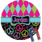 Harlequin & Peace Signs Round Fridge Magnet (Personalized)