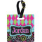 Harlequin & Peace Signs Plastic Luggage Tag - Square w/ Name or Text