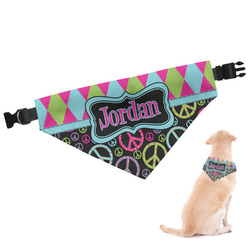 Harlequin & Peace Signs Dog Bandana - Large (Personalized)