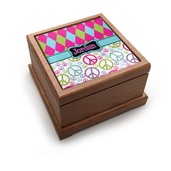 Harlequin & Peace Signs Pet Urn w/ Name or Text