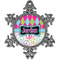 Harlequin & Peace Signs Vintage Snowflake Ornament (Personalized)