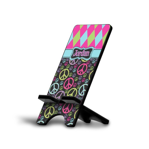 Custom Harlequin & Peace Signs Cell Phone Stand (Personalized)