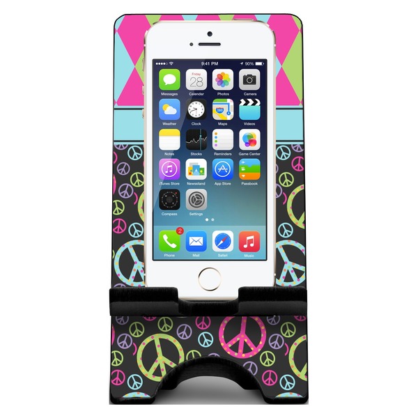 Harlequin & Peace Signs Phone Stand w/ Phone