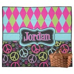 Harlequin & Peace Signs Outdoor Picnic Blanket (Personalized)