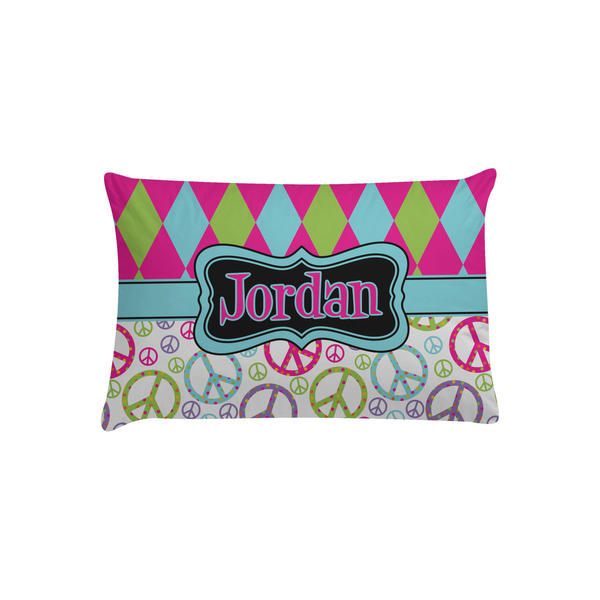 Custom Harlequin & Peace Signs Pillow Case - Toddler (Personalized)