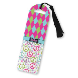 Harlequin & Peace Signs Plastic Bookmark (Personalized)