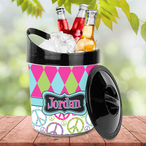 Harlequin & Peace Signs Plastic Ice Bucket - LIFESTYLE