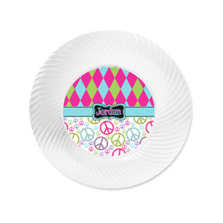 Harlequin & Peace Signs Plastic Party Appetizer & Dessert Plates - 6" (Personalized)