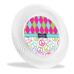 Harlequin & Peace Signs Plastic Party Dinner Plates - 10" (Personalized)