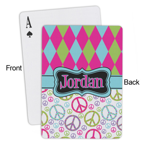 Harlequin & Peace Signs Playing Cards - Approval