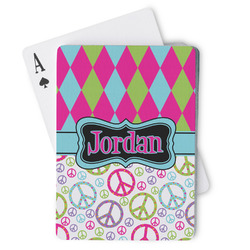 Harlequin & Peace Signs Playing Cards (Personalized)