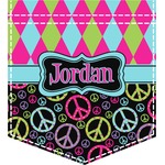 Harlequin & Peace Signs Iron On Faux Pocket (Personalized)