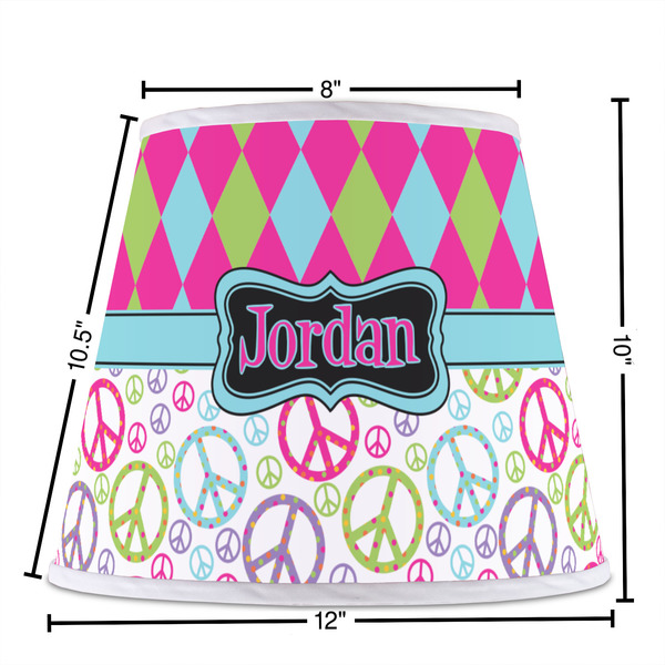 Harlequin & Peace Signs Poly Film Empire Lampshade - Dimensions