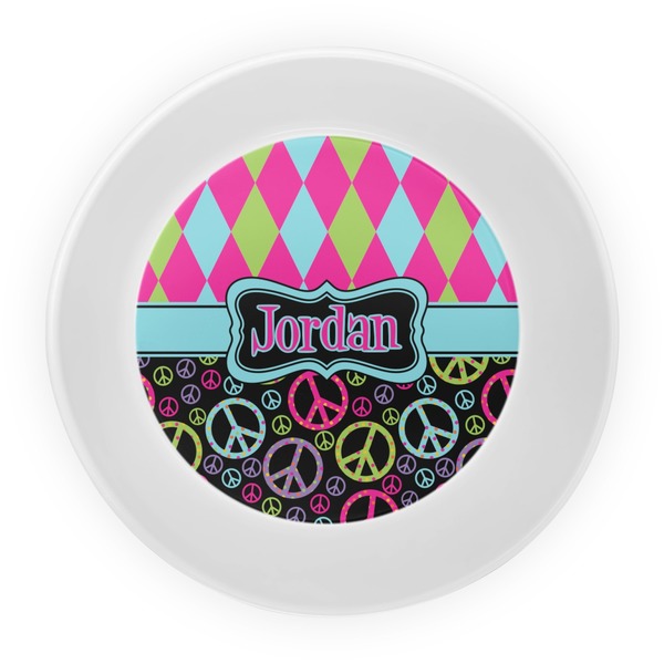 Harlequin & Peace Signs Melamine Bowl - Center