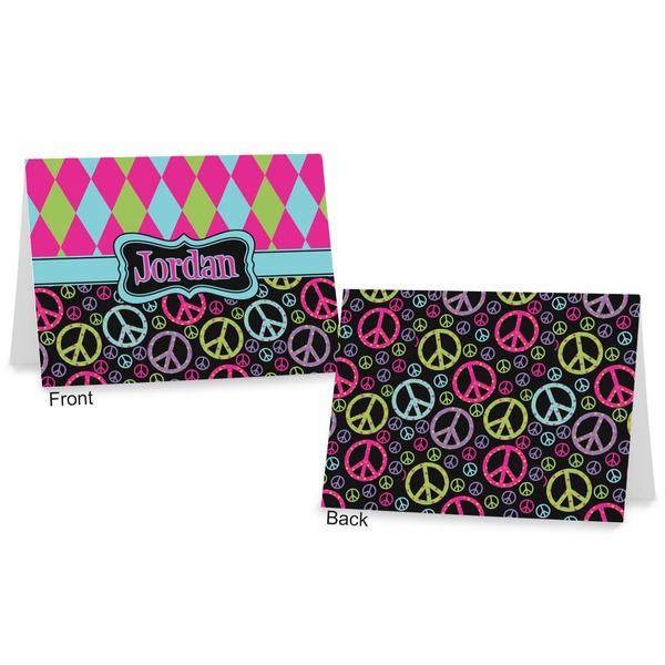 Harlequin & Peace Signs Postcard - Front and Back