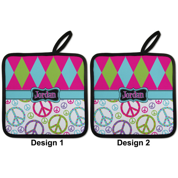 Harlequin & Peace Signs Pot Holders - Set of 2 APPROVAL
