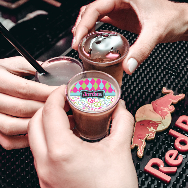 Harlequin & Peace Signs Printed Drink Topper - XSmall - In Shot Glass