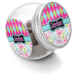 Harlequin & Peace Signs Puppy Treat Jar (Personalized)