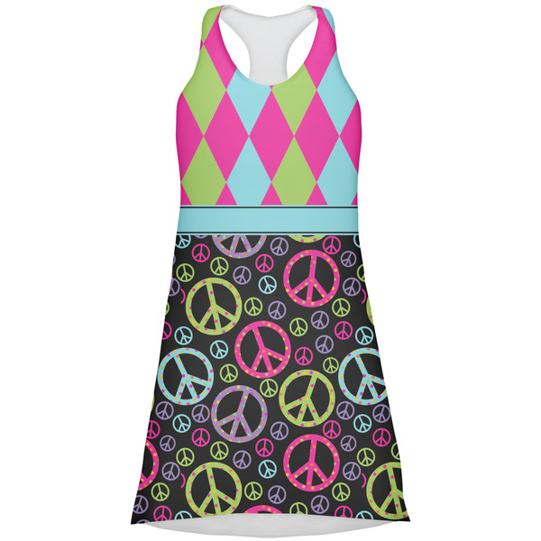 Custom Harlequin & Peace Signs Racerback Dress - Small