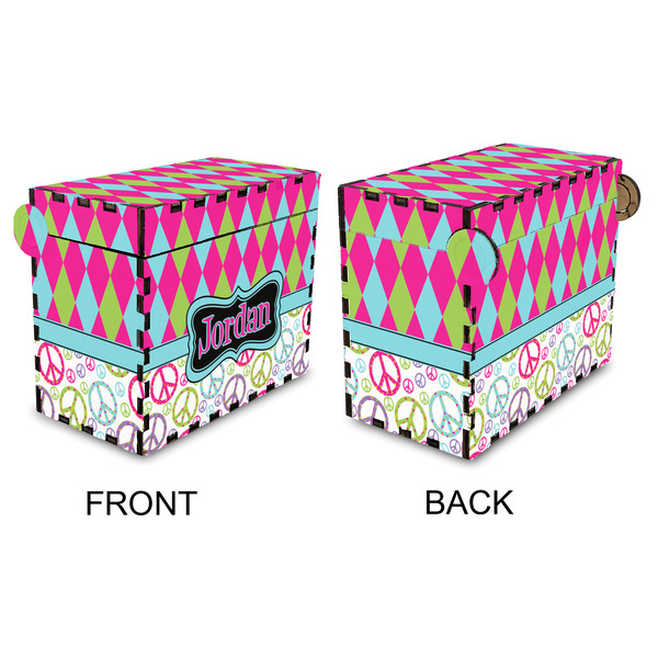 Harlequin & Peace Signs Recipe Box - Full Color - Approval