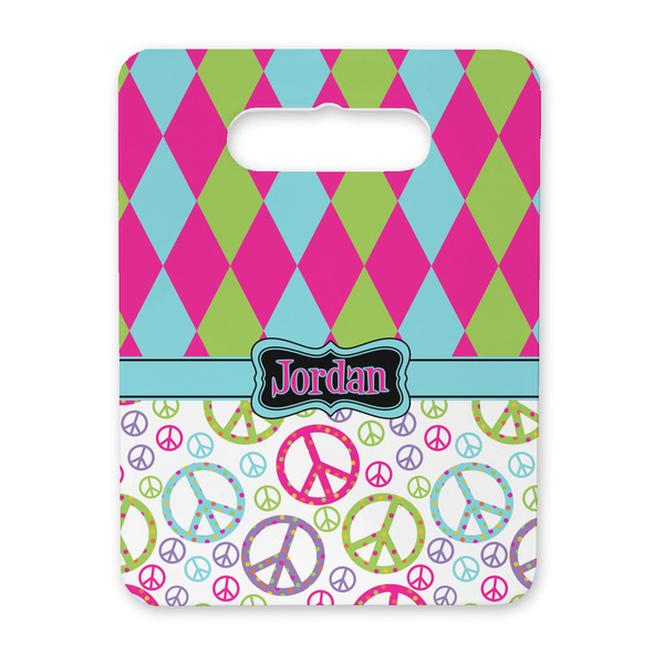 Custom Harlequin & Peace Signs Rectangular Trivet with Handle (Personalized)