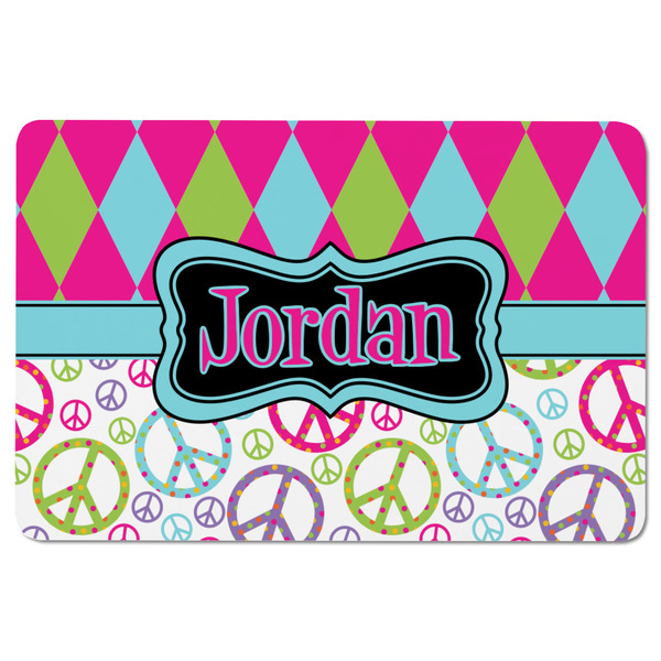 Harlequin & Peace Signs Rectangular Fridge Magnet - FRONT