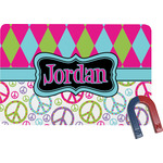Harlequin & Peace Signs Rectangular Fridge Magnet (Personalized)