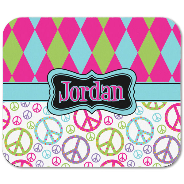 Harlequin & Peace Signs Rectangular Mouse Pad - APPROVAL