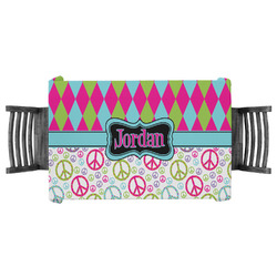 Harlequin & Peace Signs Tablecloth - 58"x58" (Personalized)