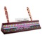 Harlequin & Peace Signs Red Mahogany Nameplates with Business Card Holder - Angle