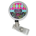 Harlequin & Peace Signs Retractable Badge Reel (Personalized)
