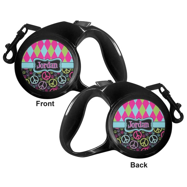 Harlequin & Peace Signs Retractable Dog Leash - Medium Large - Apvl