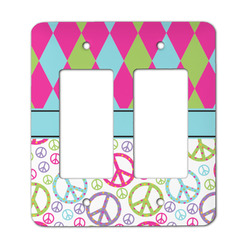 Harlequin & Peace Signs Rocker Style Light Switch Cover - Two Switch