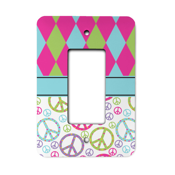 Custom Harlequin & Peace Signs Rocker Style Light Switch Cover