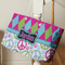Harlequin & Peace Signs Large Rope Tote - Life Style