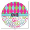 Harlequin & Peace Signs Round Area Rug - Size