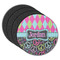 Harlequin & Peace Signs Round Coaster Rubber Back - Main