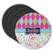 Harlequin & Peace Signs Round Rubber Backed Coasters - Set of 4 (Personalized)
