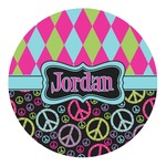 Harlequin & Peace Signs Round Decal - Small (Personalized)