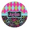 Harlequin & Peace Signs Round Decal