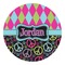Harlequin & Peace Signs Round Decal - Medium (Personalized)