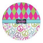 Harlequin & Peace Signs 5' Round Indoor Area Rug (Personalized)