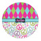 Harlequin & Peace Signs Round Indoor Rug - Front/Main
